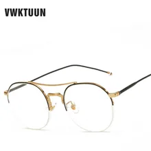 VWKTUUN Модные Винтажные Очки с полуоправой, оправа для мужчин и женщин, очки для близорукости, оправа для очков, оптические компьютерные очки oculos