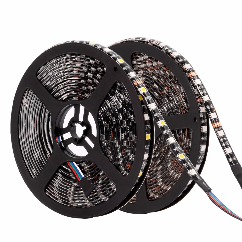 Rgbww RGBW RGB Светодиодные ленты Водонепроницаемый 5050 черные платы DC12V светодиодный