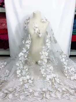 

fashion French Lace Fabric High Quality African Tulle Embroidered flower transparent net Lace Fabric For Wedding(YJ1812