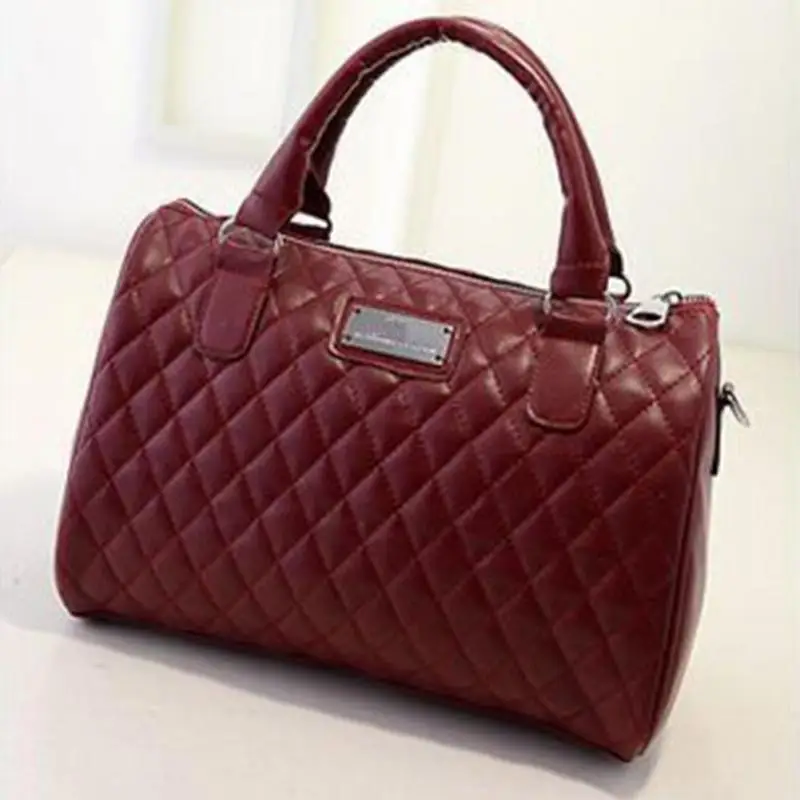 

2019 New Luxury Women Handbag PU Leather Totes Rhomboids Pattern Bucket Bag Casual Handbag for Ladies