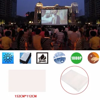 

Projection Screen Projection Curtain Movie Screen Projector Curtain Portable 16:9 Foldable 120 Inch Polyester Taffeta Theater