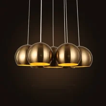 Modern Bronze Electroplating Ball Pendant Light Kitchen Restaurant Bedroom Bar Dining Room Hanglamp Nordic Iron Hanging Lighting