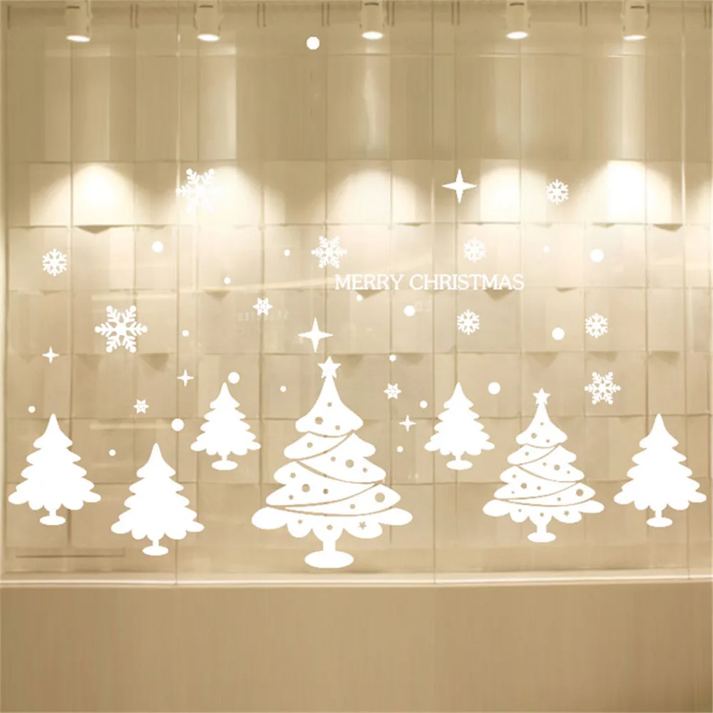 

New Year Window Glass Pvc Wall Sticker Christmas Tree Gift Home Decal Merry Christmas Decor Home Supplies Removable #15