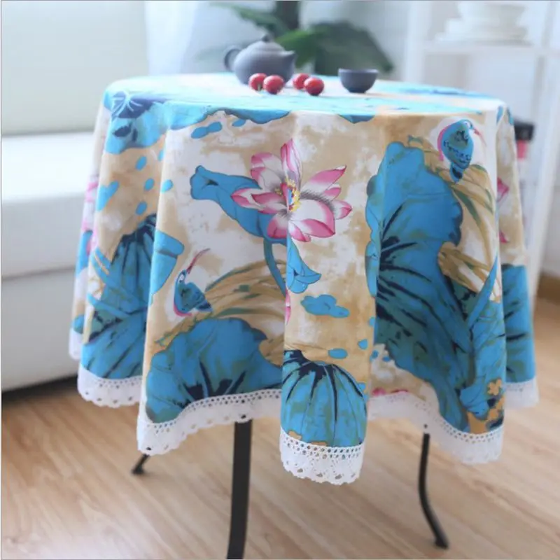 Круглая скатерть для гостиной в китайском стиле Классическая кружевная чайная