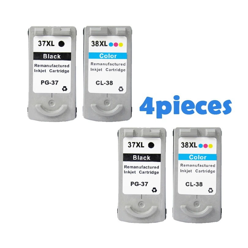 4 шт. PG-37 CL-38 чернильные картриджи для Canon PG 37 CL 38 PG37 CL38 PIXMA MP140 MP190 MP210 MP220 MP420 IP1800 IP2600