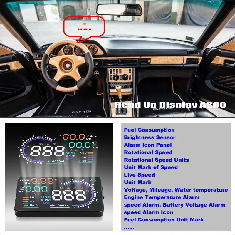 

Car HUD Head Up Display For Mercedes Benz S MB W126 W140 W220 W221 W2 Refkecting Windshield Screen Saft Driving Screen Projector