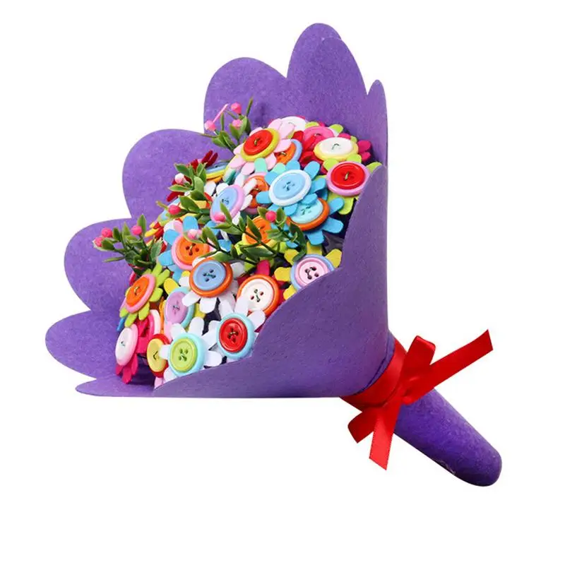 Домашний Декор подарок на день учительницы пуговичный букет детские развивающие игрушки детский сад ручной работы материал для упаковки своими руками держащие цветы - Цвет: F