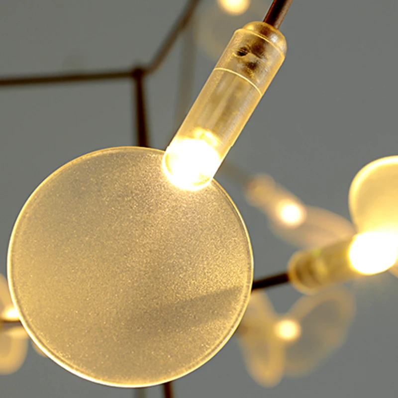 Золотой светодиодный подвесные светильники металл, акрил в форме дерева с ветвями Внутреннее освещение Ресторан гостиная для комнаты, Подвесная лампа