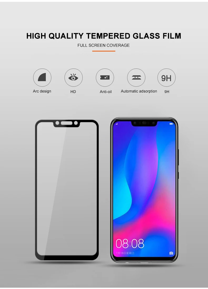 YIYONG 5D полное покрытие стекло для huawei Nova 3 3i закаленное стекло huawei Nova 3E Защита экрана для huawei Nova3 i Nova3e стекло
