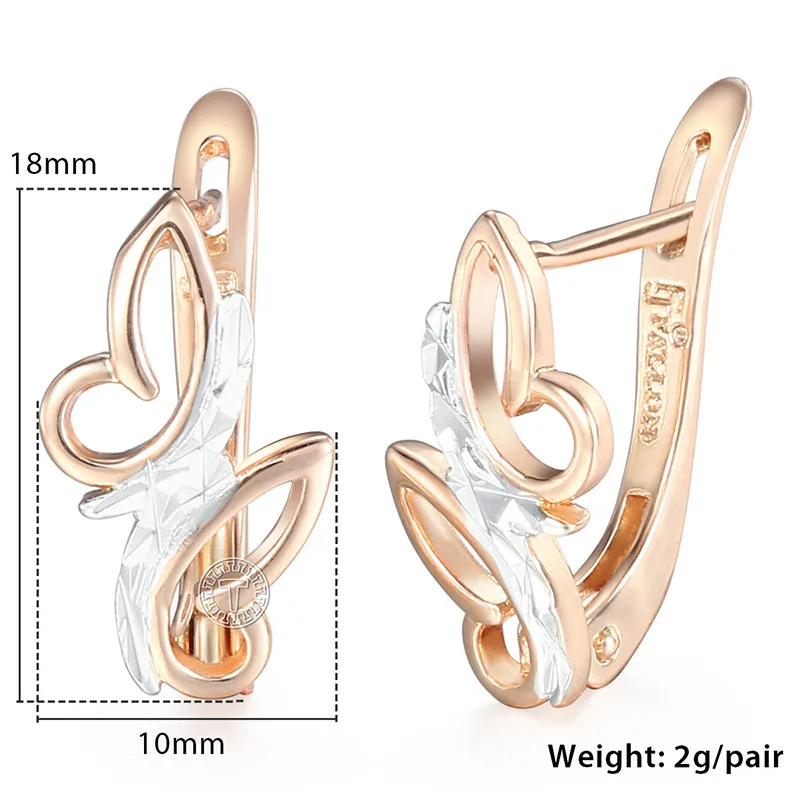 Прозрачные Серьги-бабочки из кубического циркония для женщин и девушек 585, женские серьги из розового золота,, ювелирные изделия, подарки на день Святого Валентина, KGE95