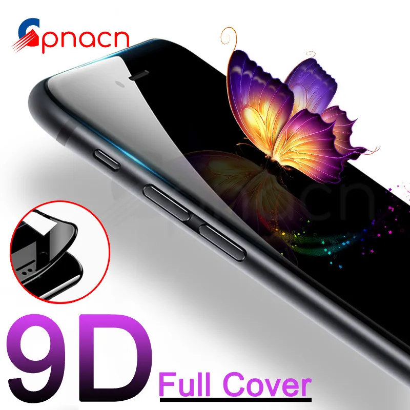 

New 9D Full Cover Screen Protector On The For iPhone 8 7 6 6S Plus Tempered Glass For iPhone X XR XS Max Protective Film Glass