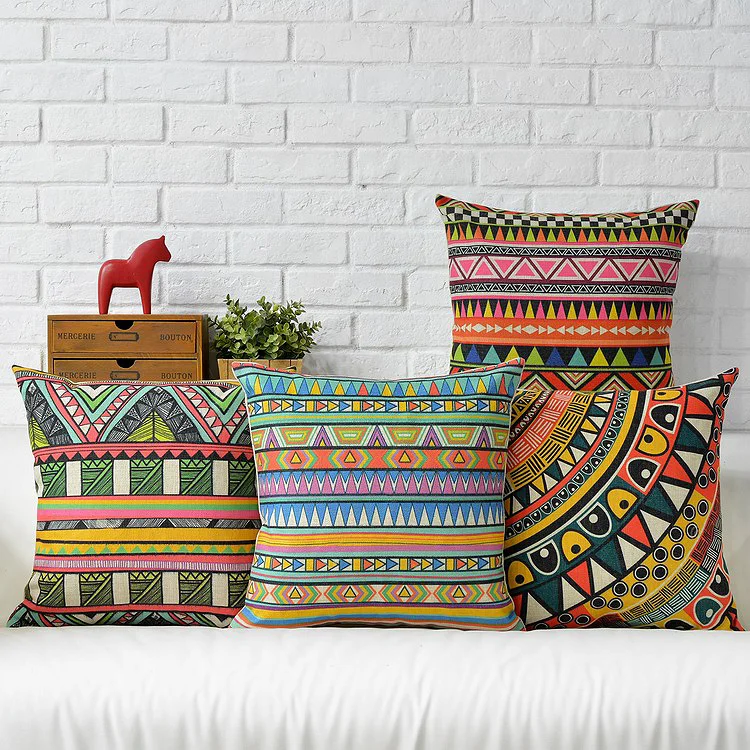 

Southeast Asia Geometric Linen Cotton Pillow Cover Home Decor Cushions Cover Decorative Throw Pillows Pillowcase Wedding Gift