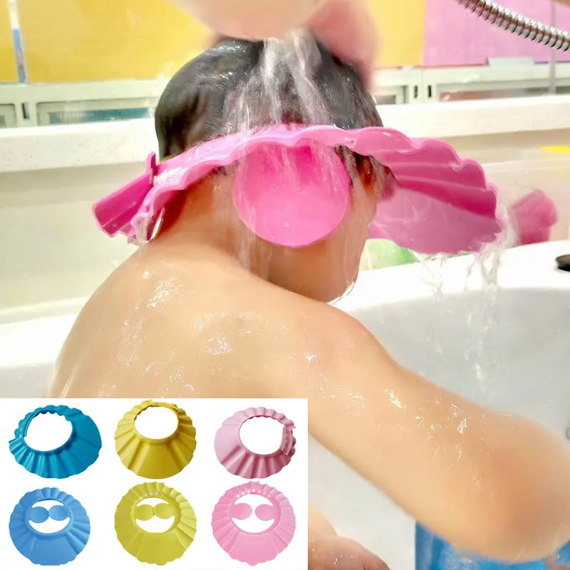 

Adjustable Baby Kids Shampoo Bath Soft Bathing Shower Cap Hat with Ear Wash Hair Shield Baby Care Bath Protection Accessory