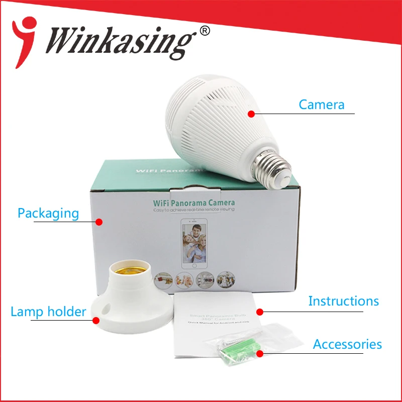 

1080P WiFi ip camera Bulb Light Smart Home Panoramic Camera ip 2MP Home Security Lamp Night Vision camera sd card Support 128G
