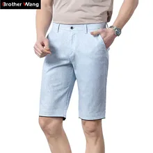 Мужская одежда Новые Летние повседневные льняные шорты деловые модные тонкие дышащие тонкие шорты брендовая одежда размера плюс 38 40