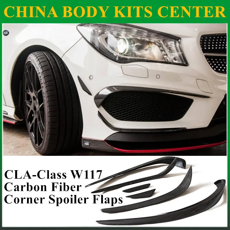 Mercedes CLA углеродное волокно передний разделитель губ щиток Canard для Benz W117 CLA45 AMG CLA180