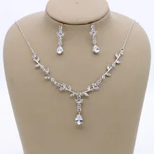 Stunning Copper Wedding Cubic Zircon Jewelry Set Bridal CZ Necklace Earring Set Banquet Party Jewelry Set Bridesmaids Jewelry bride zircon drops hypoallergenic ear clip necklace set wedding bridal party jewelry set dress up necklace earring set