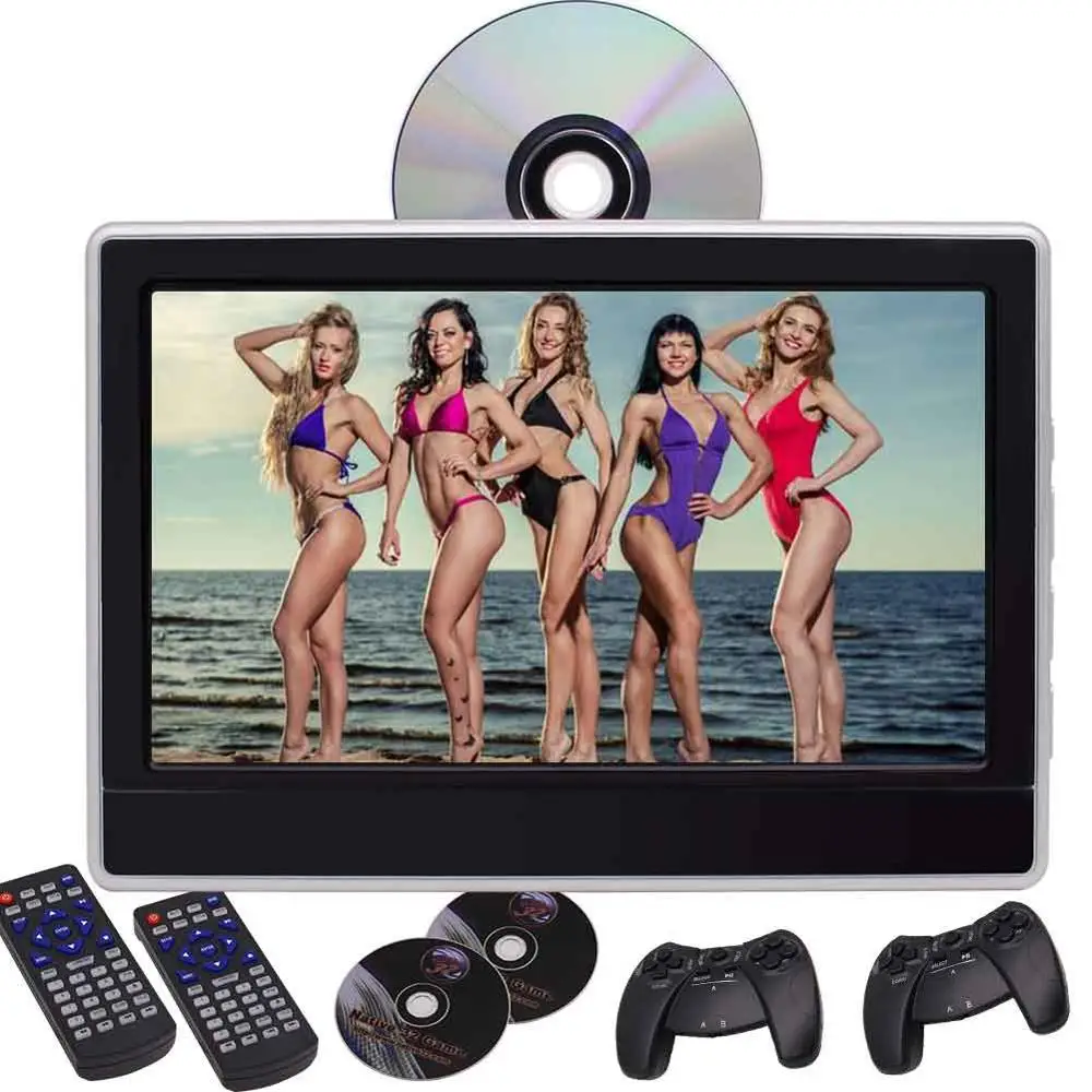 Cheap Car Headrest Monitor DVD Player 1080P Backseat DVD & IR Transmitter 32 Bits wireless games Audio/Video AV input & AV out 2