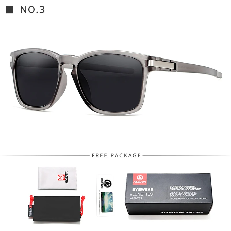 KDEAM летние новые стильные квадратные поляризационные солнцезащитные очки для мужчин в спортивном стиле Модные солнцезащитные очки Сверхлегкая оправа прочные УФ очки RX59 - Lenses Color: C3 Gray Frame Black