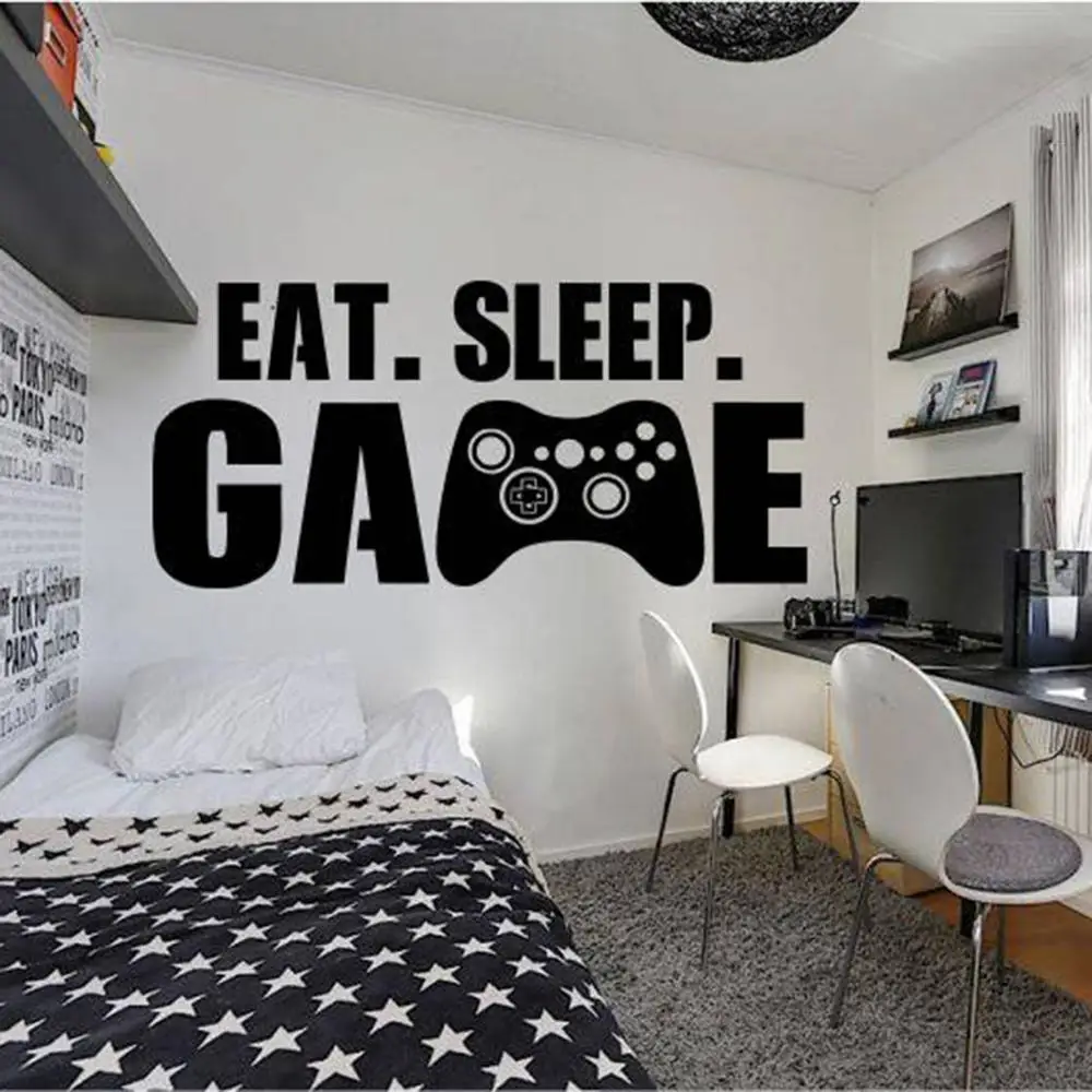 

Xbox Gamer Vinyl wall decal Eat Sleep Game sticker PS4 video game Controller decor decals For Kids Bedroom Wall Art Mural G438
