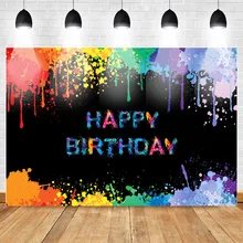 Glow Splatter Backdrop Birthday Background Colorful Graffiti Birthday Party Banner Decoration Neon Paint Photo Booth Backdrops mesh paneled paint splatter gym suit