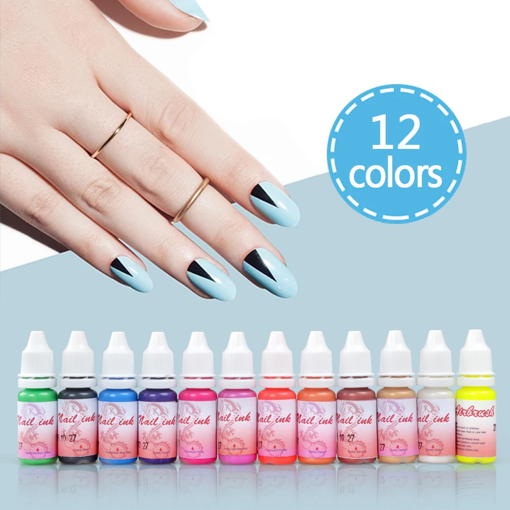ELERA 12 Color Set Spray Gun Nail Polish 10 ML Bottle Color Nail Polish
