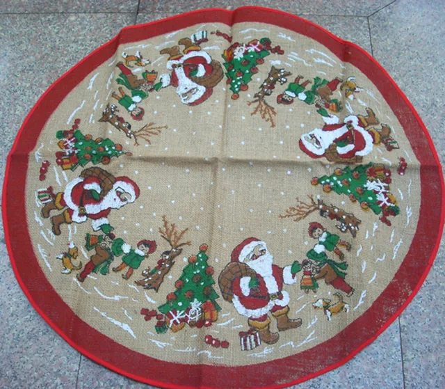christmas gifts christmas tree decoration tree skirt high end linen printed retro christmas - Vintage Christmas Tree Skirt christmas gifts christmas tree decoration tree skirt high end linen printed retro christmas - Vintage Christmas Tree Skirt