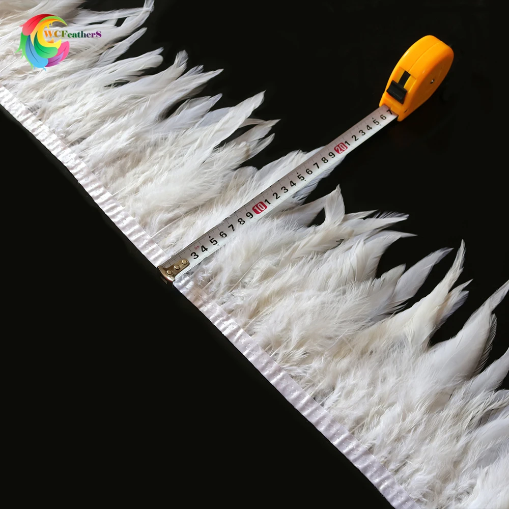 Элегантные белые петушиные перьевые планки шириной 6-8 дюймов куриные перьевые ленты для свадебного карнавала украшения одежды