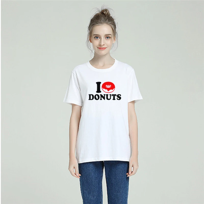 Новинка 2019 футболка с надписью Love Donut Женская хлопковая короткими рукавами в