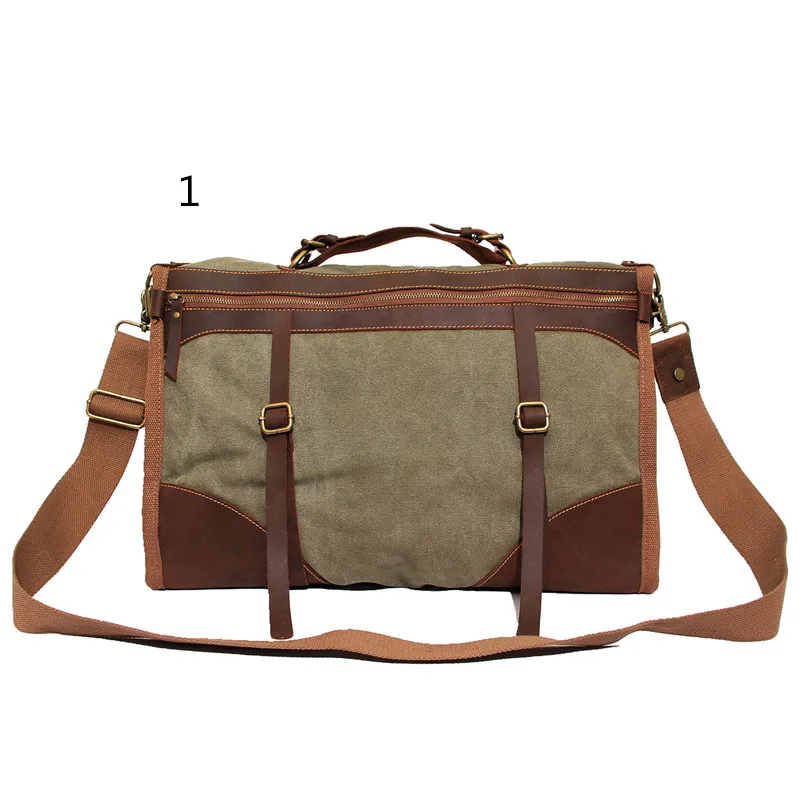 

NEWEEKEND Crazy Horse Canvas Large Capacity Zipper Luggage Travel Crossbody MS1043 for Man