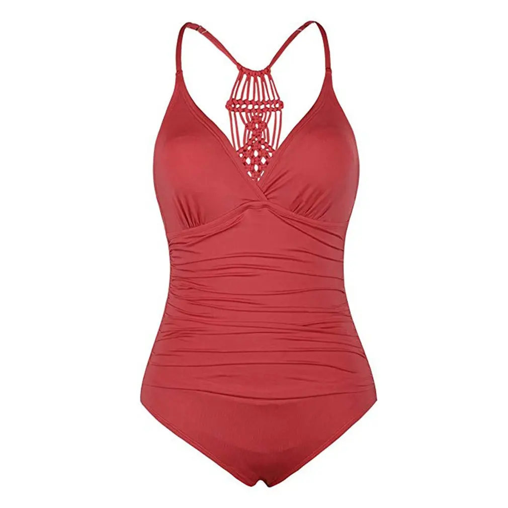 

Fashionable Solid Color Backless Braided Women Swimsuit Swimwear Sexy Ladies Summer Beach Female Bathing Suit Bikini