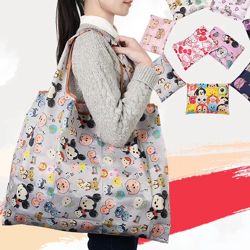 

cartoon folding portable environmental protection bag bag large capacity to receive waterproof nylon bag shopping bag