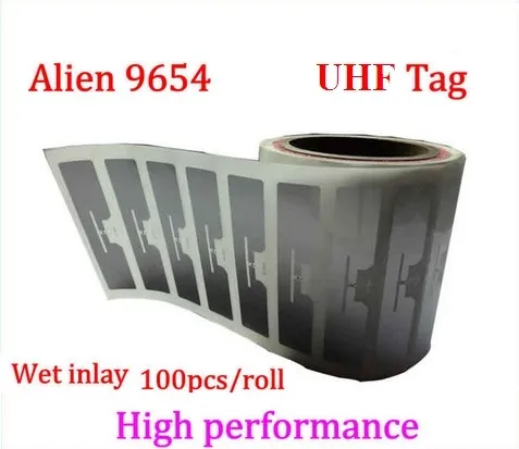 Alien 9654 UHF RFID влажная инкрустация 100 шт в рулоне 860-960 МГц Higgs3 915 м может использоваться для RFID тегов