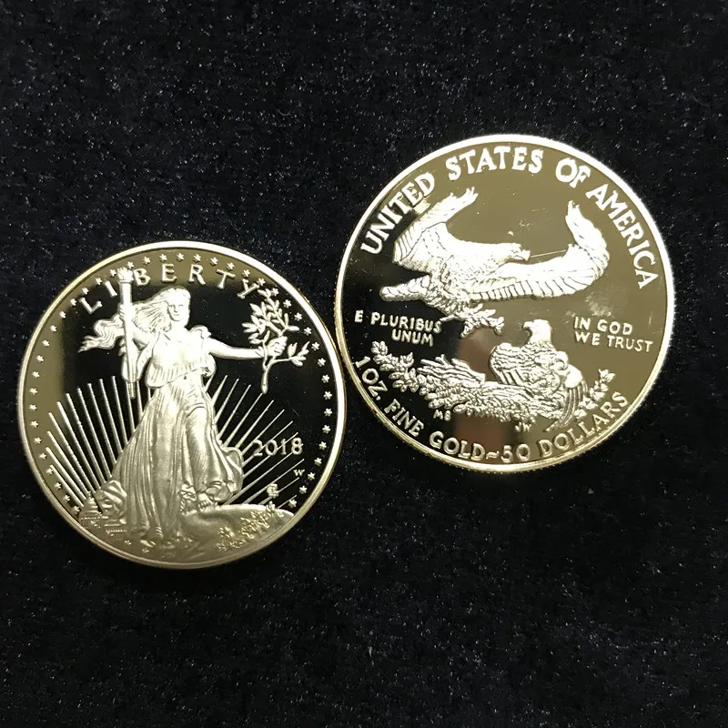 10 шт. Немагнитный новейший freedom американские монеты 24 K настоящий позолоченный значок 32,6 мм сувенир домашнее украшение американская монета