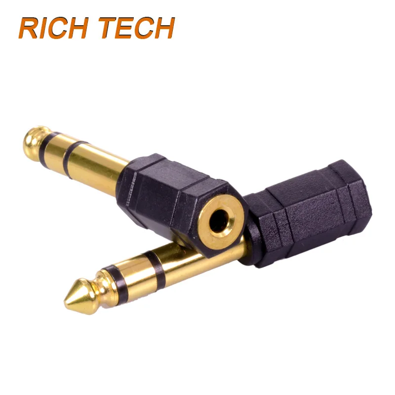 12pcs 3 Poles Stereo 6.35mm Male Plug to 3 Poles 3.5mm Stereo Female Jack Gold Plated 6.35 Plug