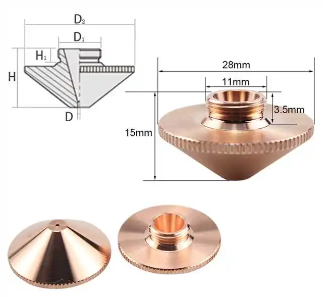 Для лазерной резки сопла Резак Советы один Слои Dia.28mm Калибр 0,8-3,0 волокно лазерной резки голову