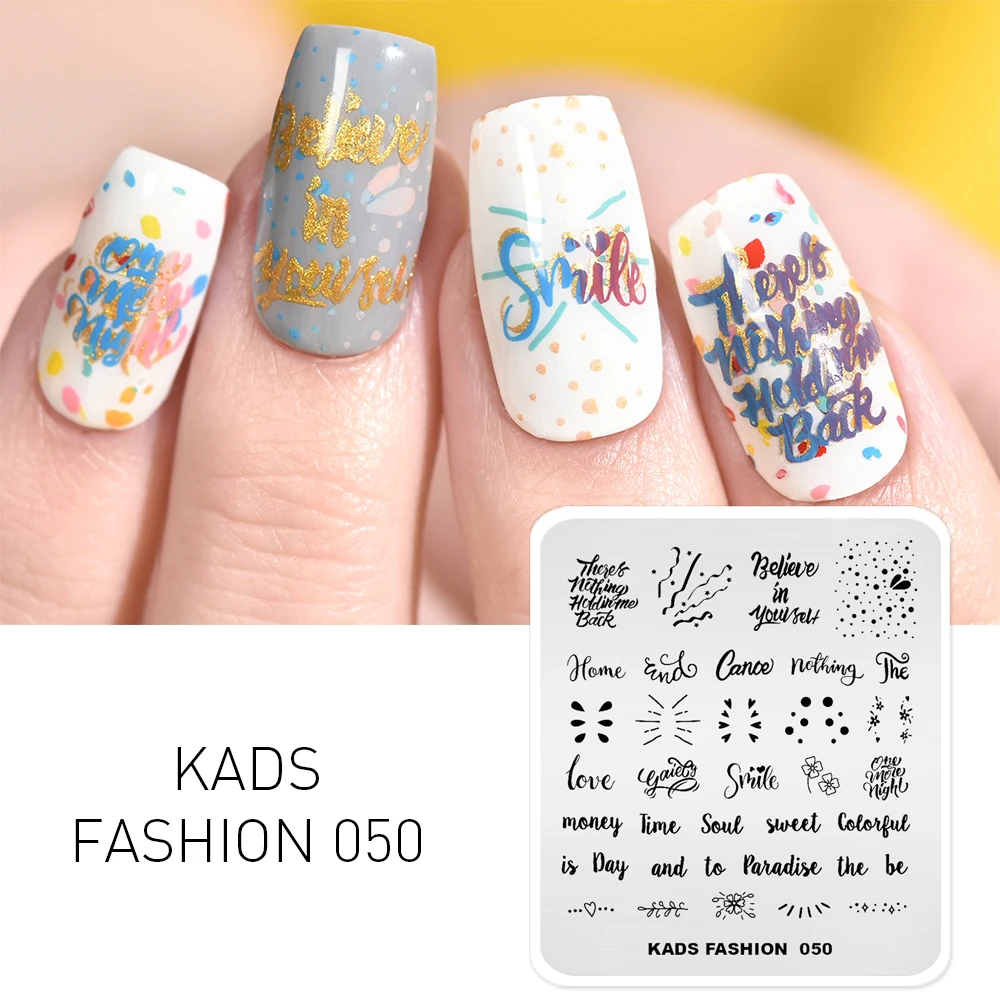 

KADS New Arrival Fashion Nail Stamping Plate Cute Words Image Design Manicure Stamper Nail Art Nail Accessories Stamping Printer
