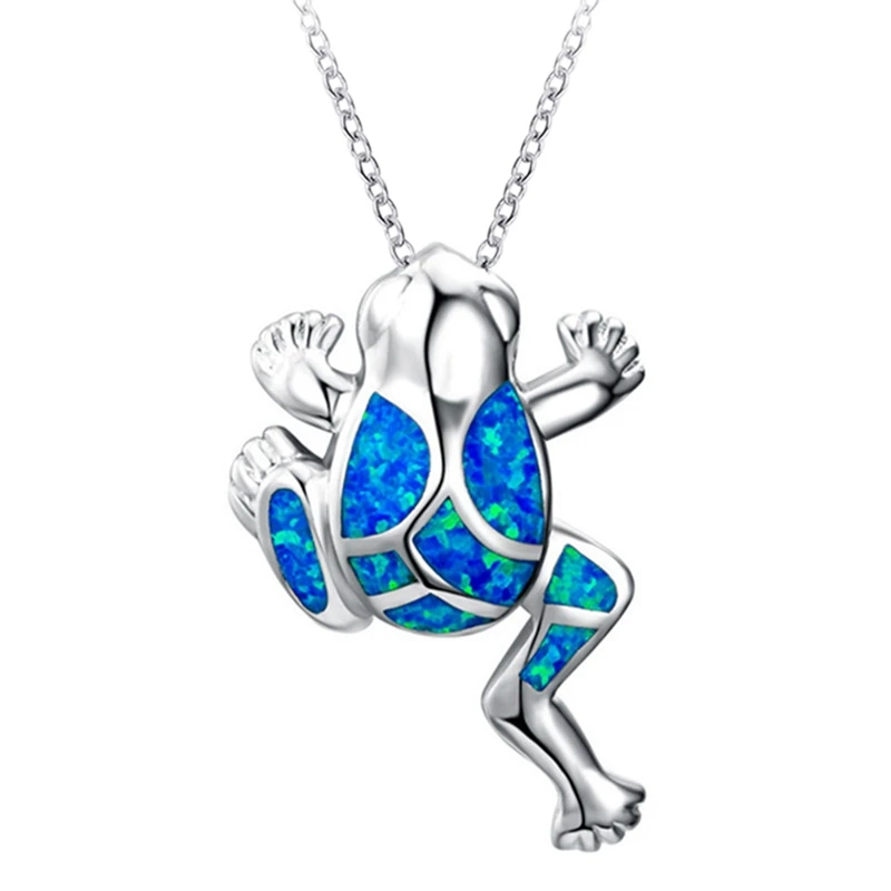 Unique Filled Animal Charm Necklace Blue Fire Opal Frog ...