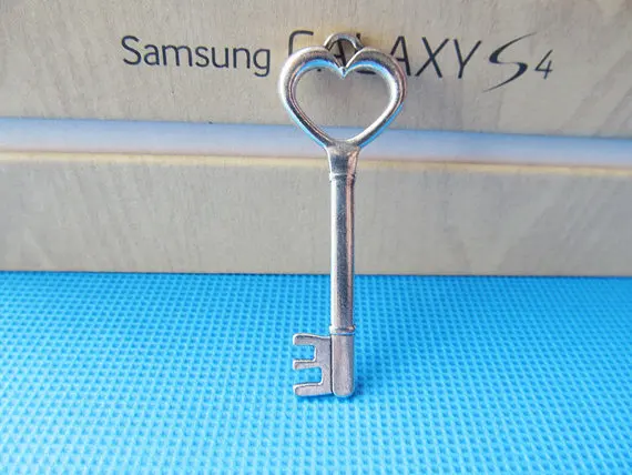 

100pcs 18mmx49mm Antique Silver tone/Antique Bronze Blank Heart Key Pendant Connector Charm/Finding,DIY Accessory Jewelry Making