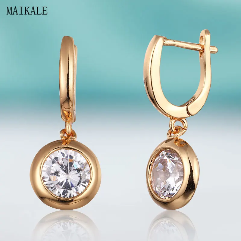 

MAIKALE Trendy Simple Cubic Zirconia Stud Earrings for Women Zircon CZ Gold Silver Alloy Clip on Earing Fashion Jewelry Gifts