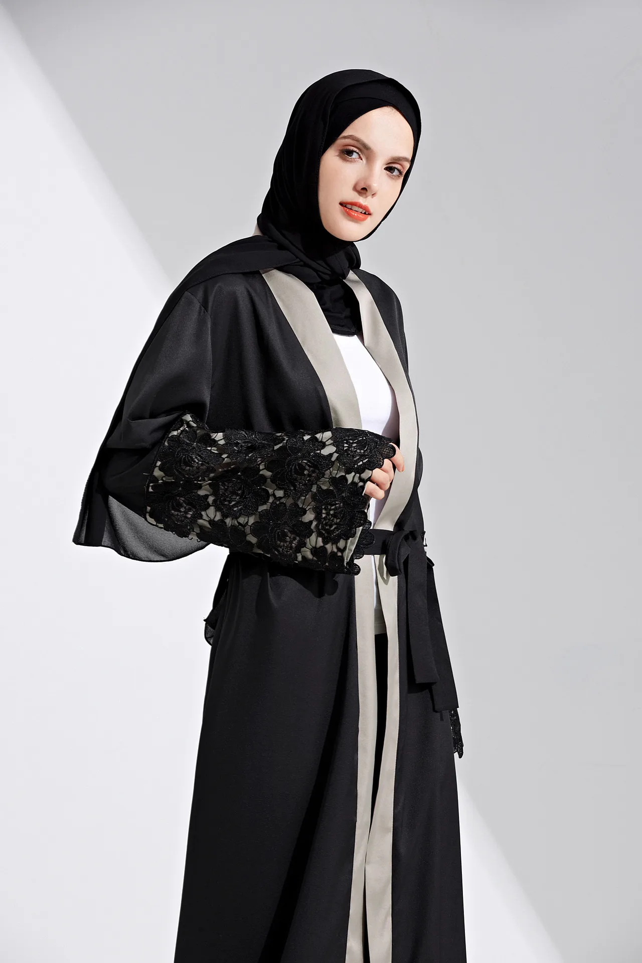 cardigan abaya online | black open abaya with belt | new abaya design