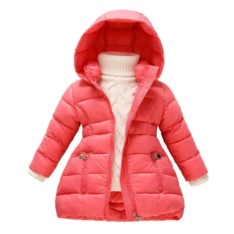 Пуховые куртки с капюшоном для девочек детское длинное стильное теплое пуховое пальто куртки зимние пальто Верхняя одежда для детей От 3 до 6 лет