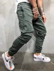 SJ Мужские штаны модные молнии украшения сплайсинга шаровары, штаны для бега брюки 2018 мужские брюки однотонные брюки большого размера