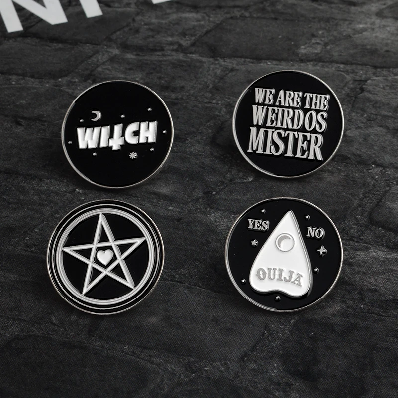

Halloween Black Round Witch,ouija,weirdos,pentagram Enamel pins Lapel pins Witch Wizard Magic Wiccan Jewelry for women