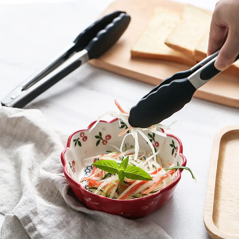 SEAAN 9inch Silicone Kitchen Cooking Salad Serving Barbecue Tongs Food Clip Tong Clamp Utensil BBQ Buffet Tool | Дом и сад