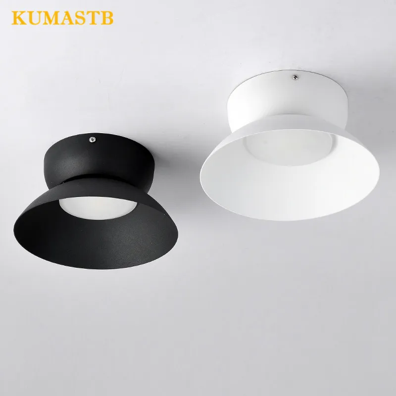 

360 Degrees Rotatable Ceiling Lights Surface Mounted Frosted Iron Black White Ceiling Lamp Modern 7W Led Light Ceiling Fixture