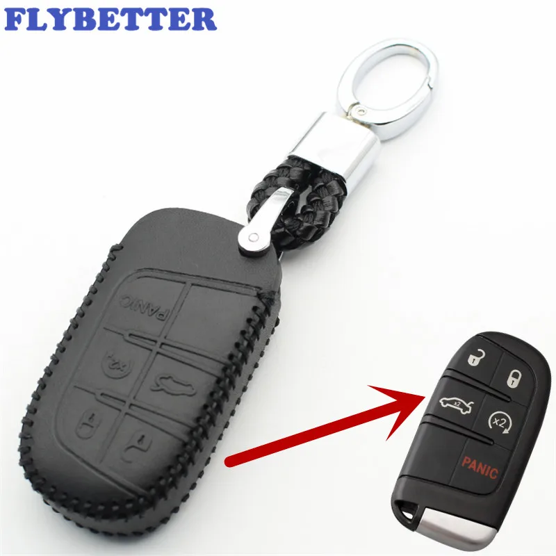Чехол для ключей FLYBETTER из натуральной кожи с 5 кнопками Jeep Grand Cheroke Fiat Chrysler 300 автостайлинг L244|Футляр