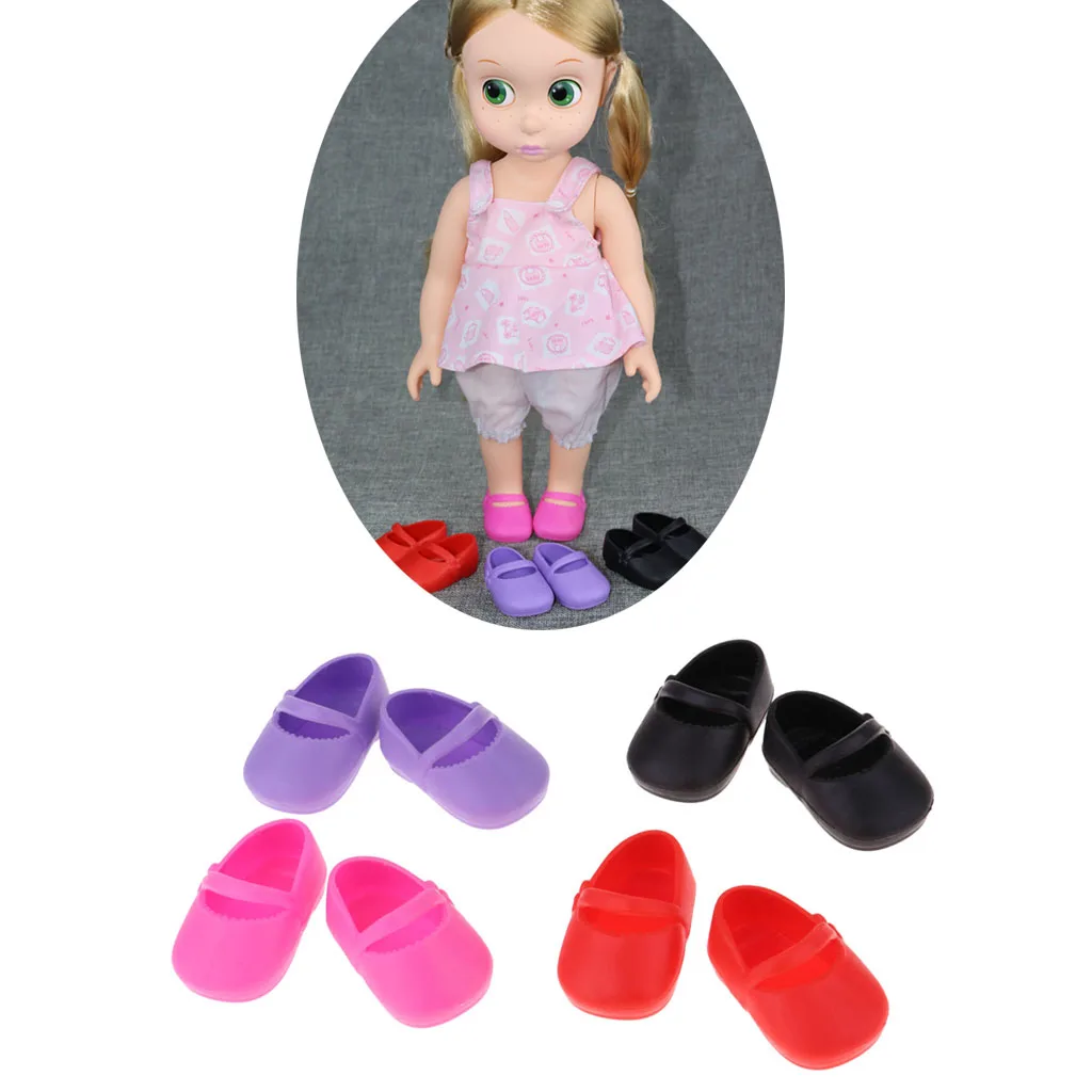 4 Pairs Single Solid Color Shoes Flats for 16inch Sharon Dolls Clothing Accessories 