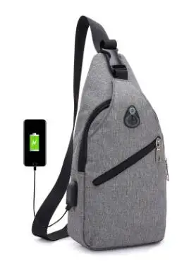 

Xiniu belt bag Men Fashion Pure Color USB Canvas Waist Bags Travel Leisure Men And Women Messenger Shoulder Bag