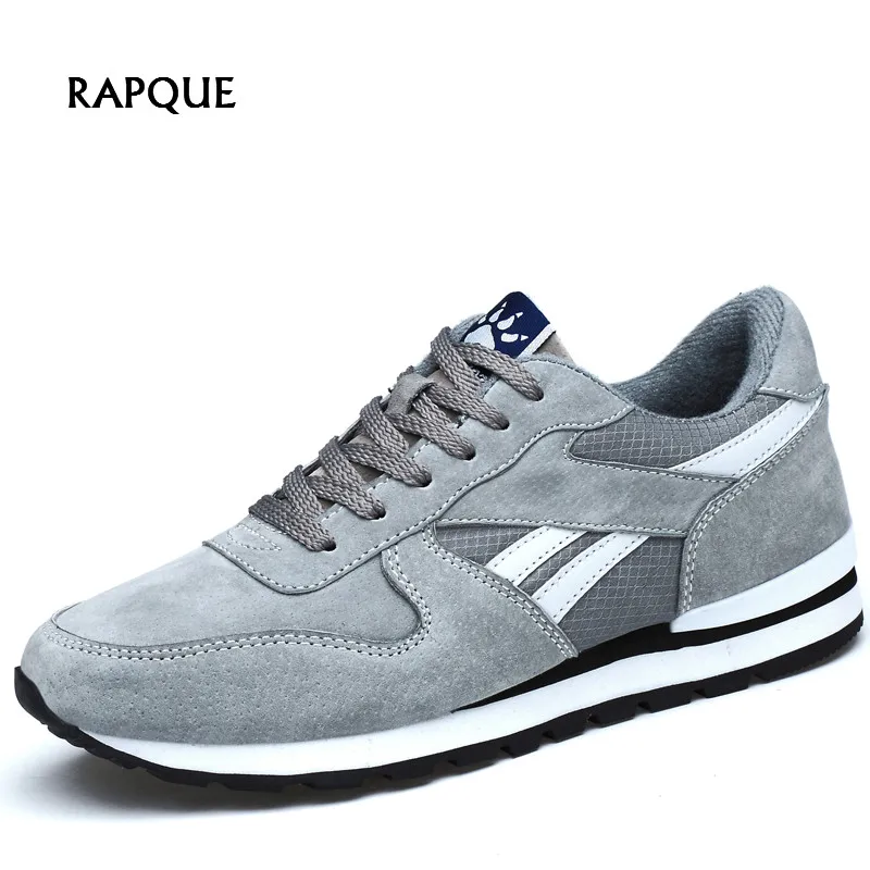 

Men's Genuine leather sneakers men Spring breather casual shoes men walking shoes male Rubber sole lace-up trainers gray blue